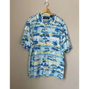 Newport Blue Men's Size XXL GM Beach Cruiser Camp Short Sleeve Button Down Shirt
